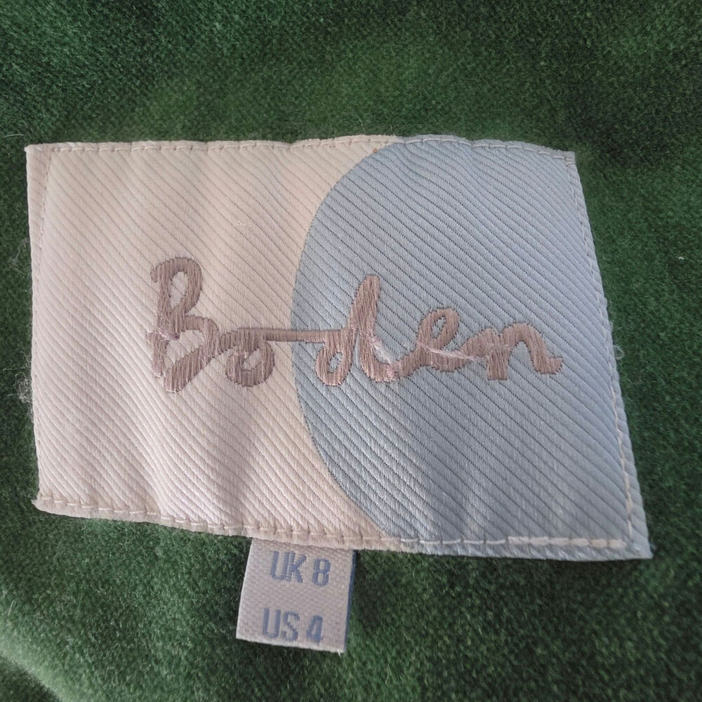 Boden Green 100% Cotton Velvet Blazer Contrasting Magenta Foral-printed Lining 4 - Picture 6 of 8